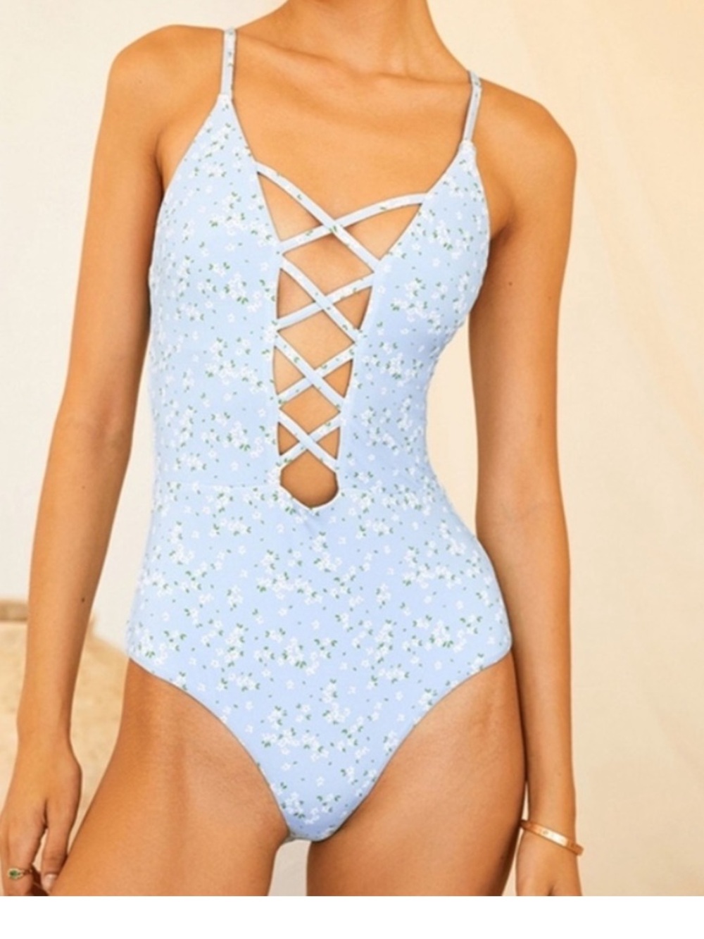 Dippin' Daisy's Small Swimsuit Bliss Swim One Piece in Blue Floral NWT